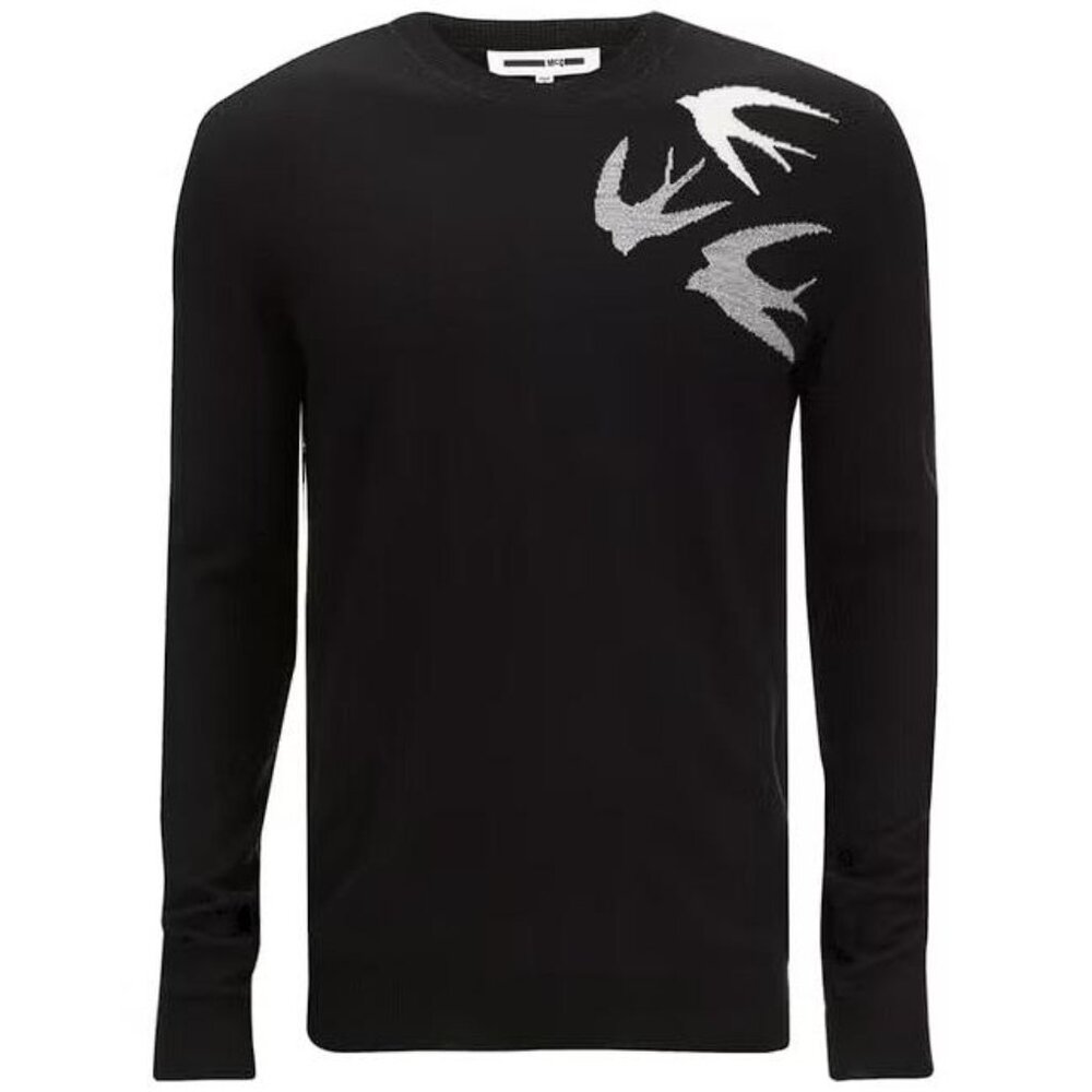MCQ BY ALEXANDER MCQUEEN Men's Swallow Crew Neck Jumper Size M In Black